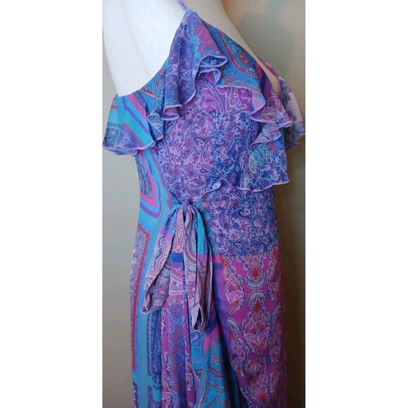 Gianni Bini + Dannijo Wrap Dress Sz M Pink Print High-low Adjustable Maxi $199 - Picture 8 of 15